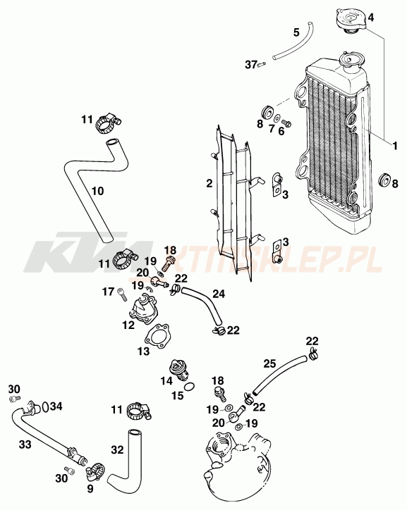 Schemat "układ chłodzenia" do KTM 125 STING/80