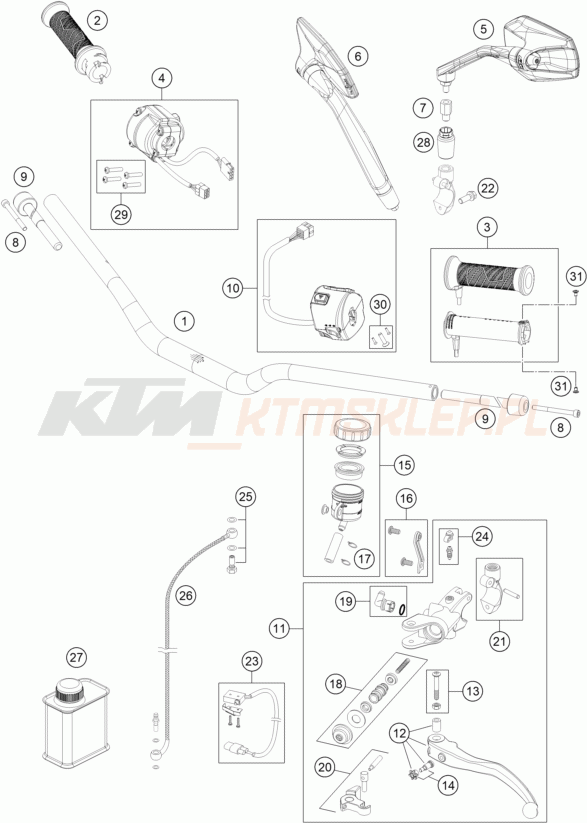Schemat "kierownica i osprzęt" do KTM 1290 SUPER DUKE GT ABS