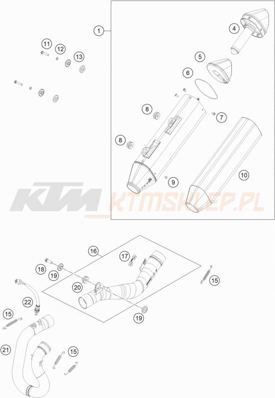 Schemat "układ wydechowy" do KTM 350 XCF-W