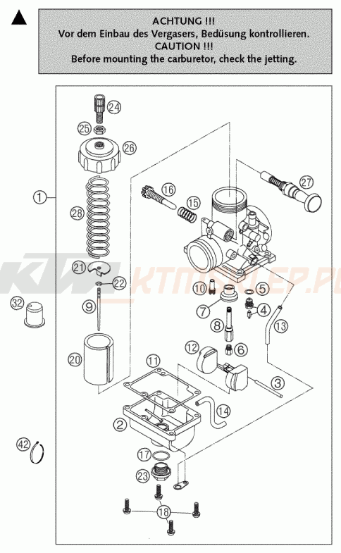 Schemat "gaźnik" do KTM 65 SX