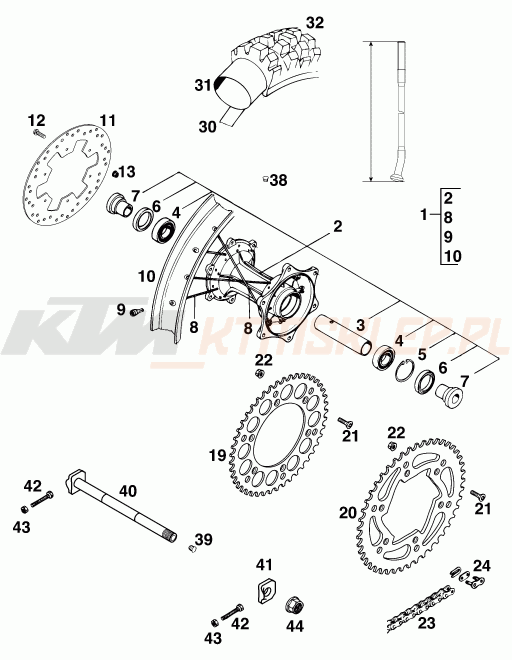 Schemat "koło tył" do KTM 125 LC2 80/WEIß