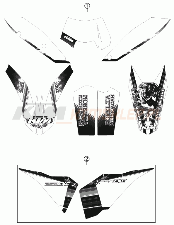 Schemat "naklejki" do KTM 250 EXC SIX-DAYS