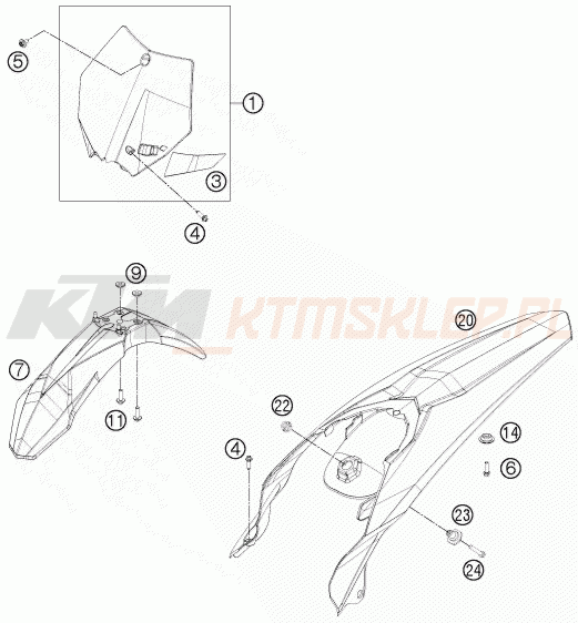 Schemat "czasza, błotniki" do KTM 450 SMR