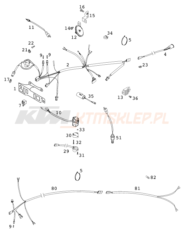 Schemat "wiązka elektryczna" do KTM 250 EXC