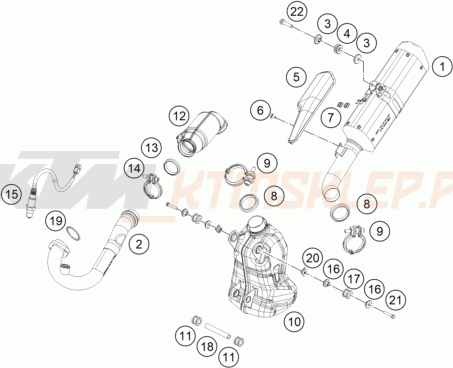 Schemat "układ wydechowy" do KTM RC 390, white