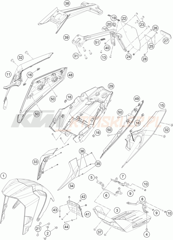 Schemat "czasza, błotniki" do KTM 390 DUKE