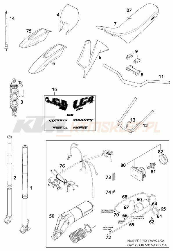 Schemat "NEW PARTS" do KTM 640 LC4-E Six days