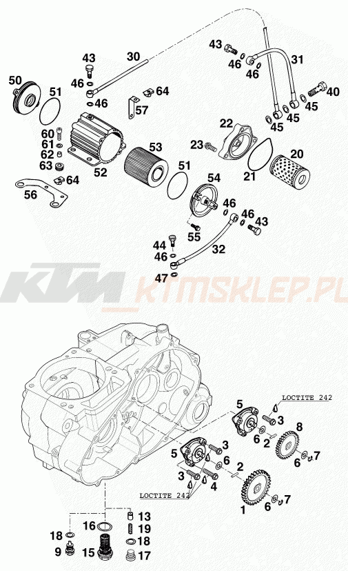 Schemat "smarowanie silnika" do KTM 400 SX-C 20kW