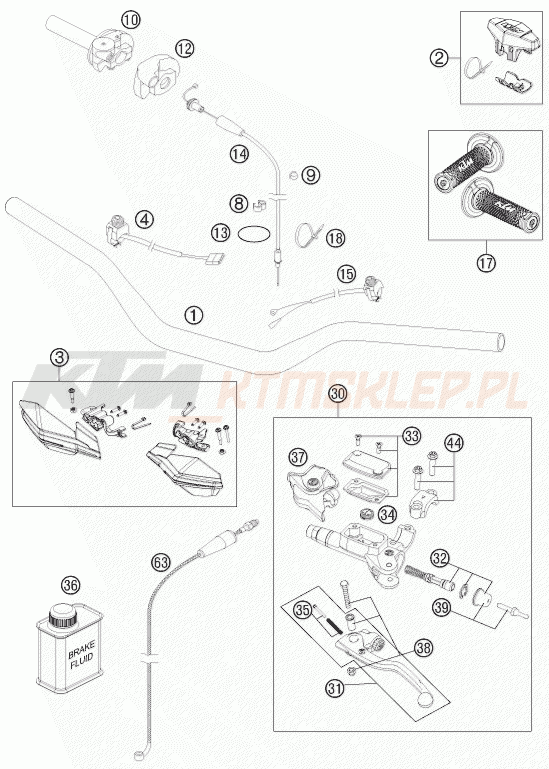 Schemat "kierownica i osprzęt" do KTM 250 XC-W