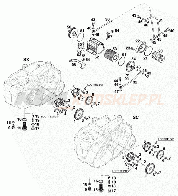 Schemat "smarowanie silnika" do KTM 400 SX-C 20kW