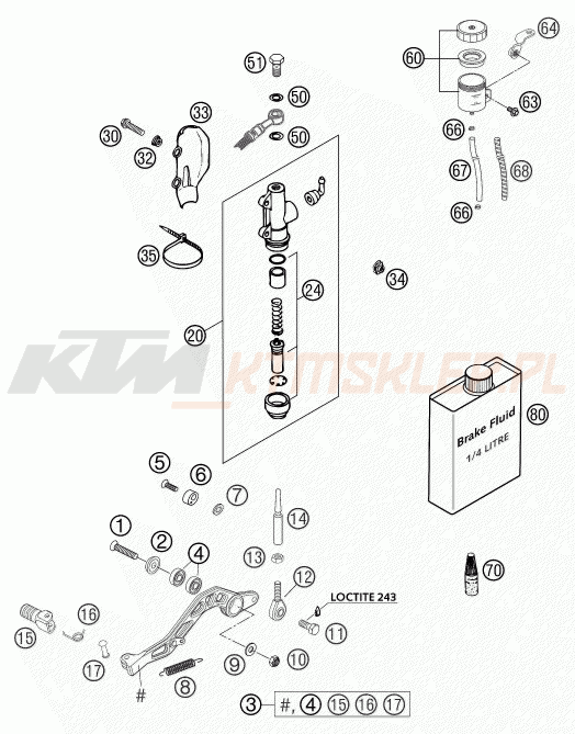 Schemat "tył hamulec - pompa" do KTM 660 SMS