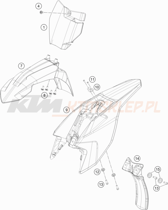 Schemat "czasza, błotniki" do KTM 50 SX