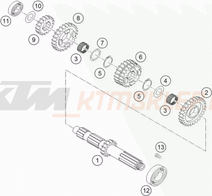 Schemat "TRANSMISSION I - MAIN SHAFT" do KTM 450 RALLYE FACTORY REPL.