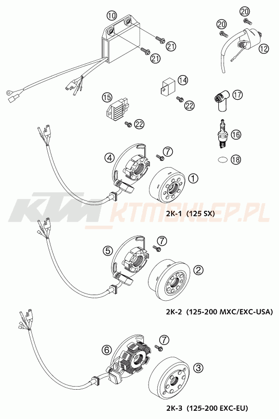 Schemat "układ zapłonowy" do KTM 125 SX