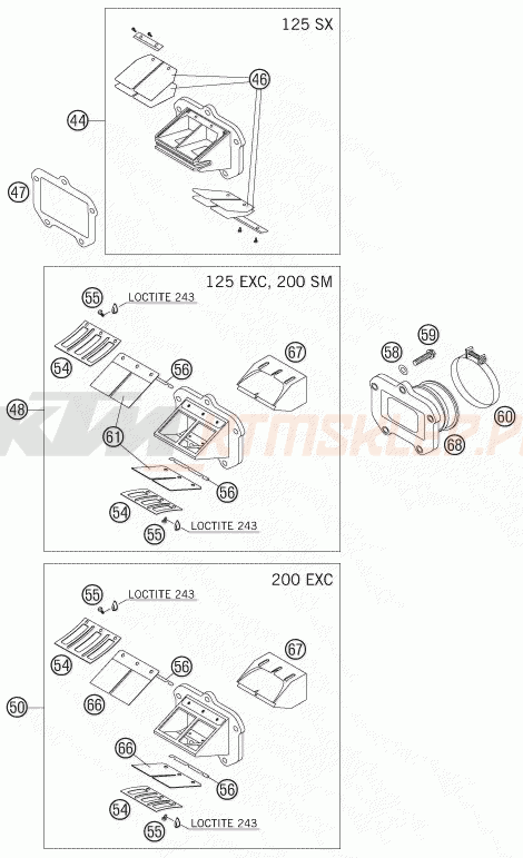Schemat "REED VALVE CASE" do KTM 125 SX