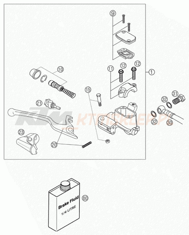 Schemat "przedni hamulec" do KTM 65 SX