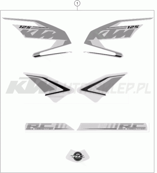 Schemat "naklejki" do KTM RC 125 WHITE ABS