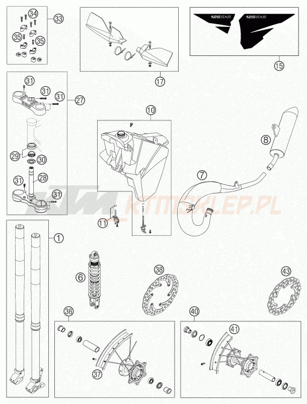 Schemat "NEW PARTS" do KTM 125 SXS