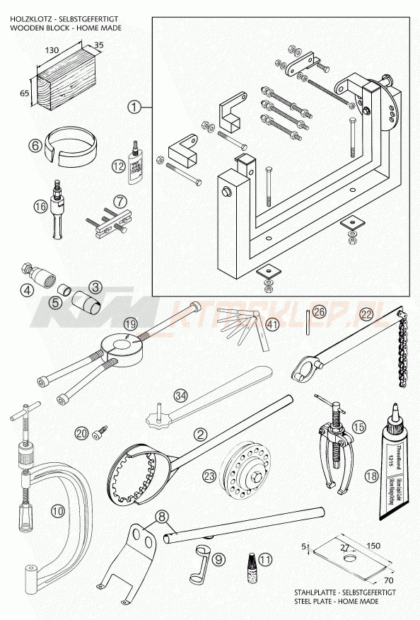 Schemat "Special tools (engine)" do KTM 660 SMS