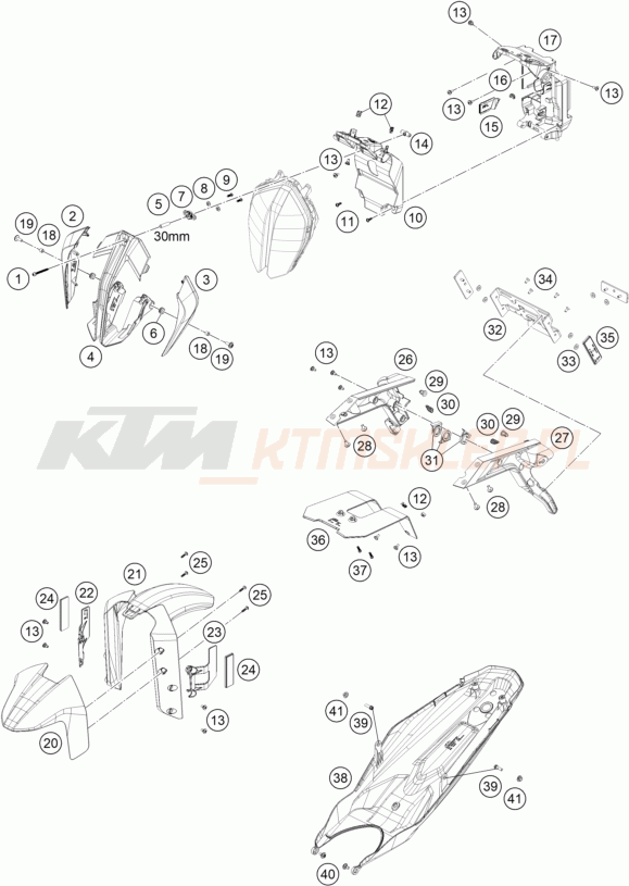 Schemat "czasza, błotniki" do KTM 890 DUKE