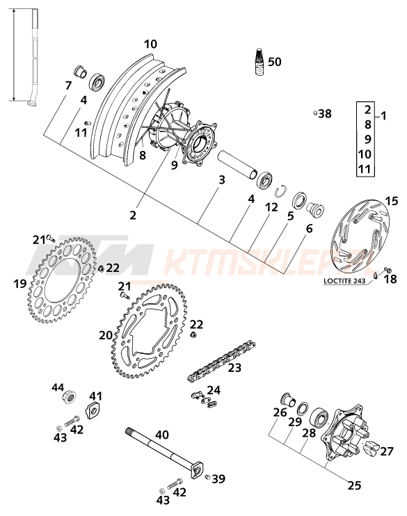 Schemat "koło tył" do KTM 640 LC4-E SUPER-MOTO