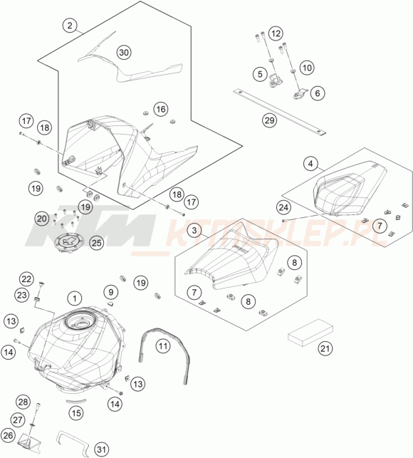 Schemat "TANK, SEAT" do KTM RC 125