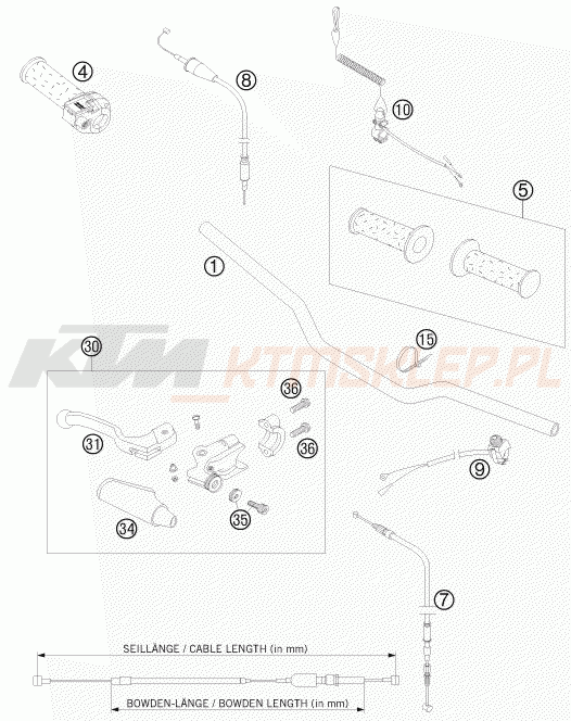 Schemat "kierownica i osprzęt" do KTM 50 SX MINI