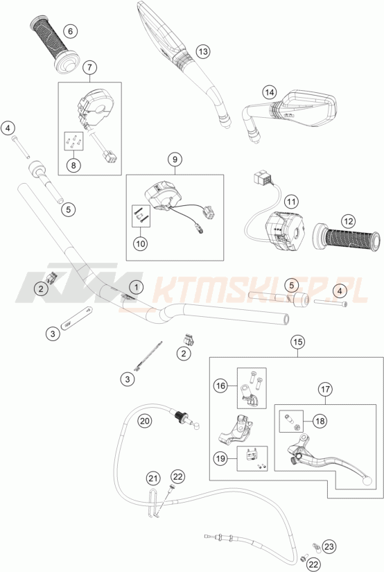Schemat "kierownica i osprzęt" do KTM 790 Duke