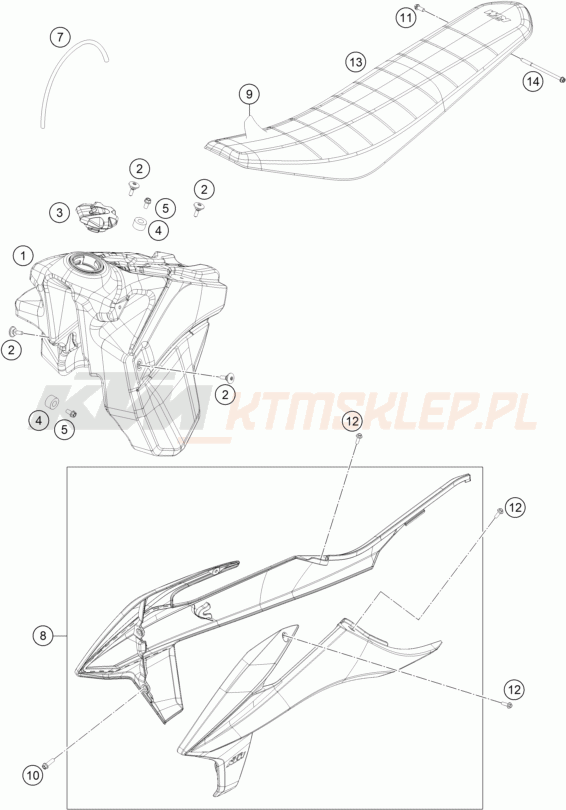 Schemat "TANK, SEAT" do KTM 450 XC-F