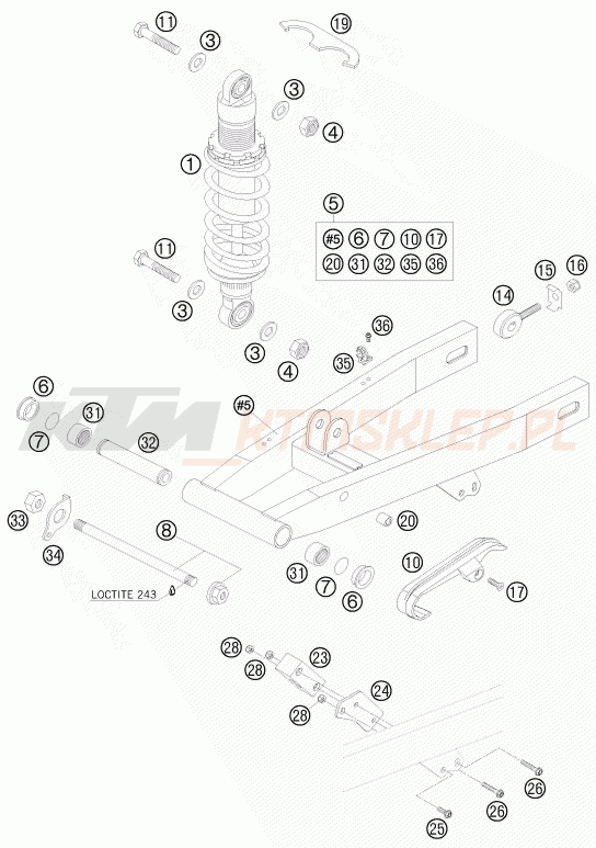 Schemat "amortyzator tył" do KTM 50 SX