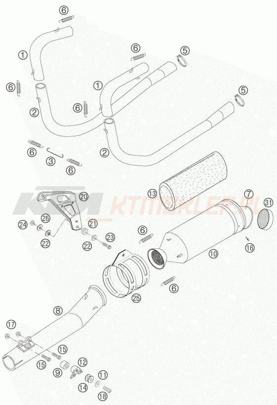 Schemat "układ wydechowy" do KTM 660 RALLY FACTORY REPLICA