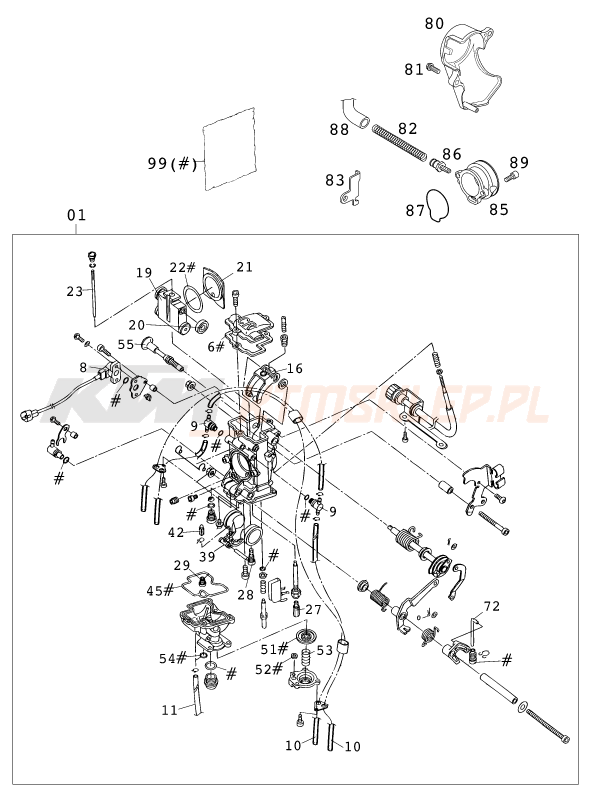 Schemat "gaźnik" do KTM 400 EXC RACING