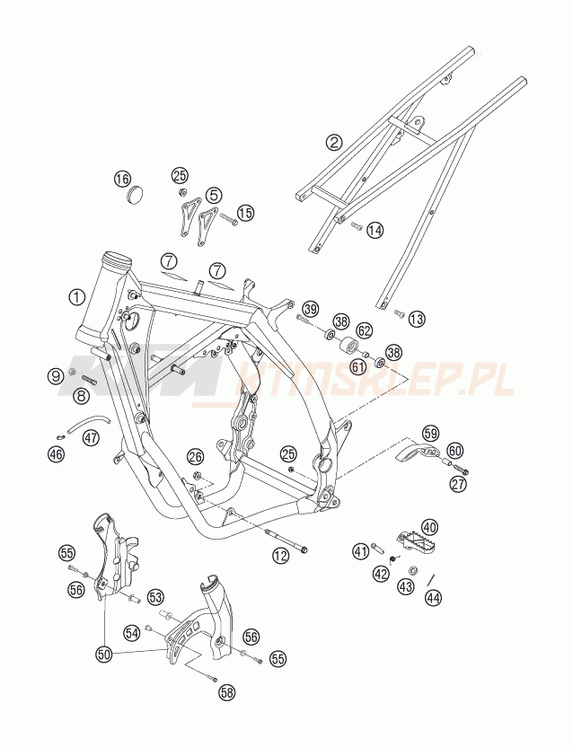 Schemat "rama" do KTM 125 EXC SIX-DAYS