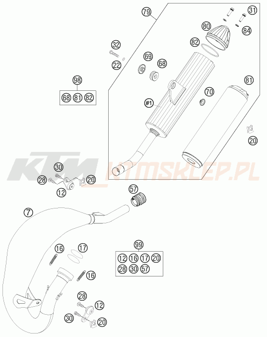 Schemat "układ wydechowy" do KTM 85 SX 19/16