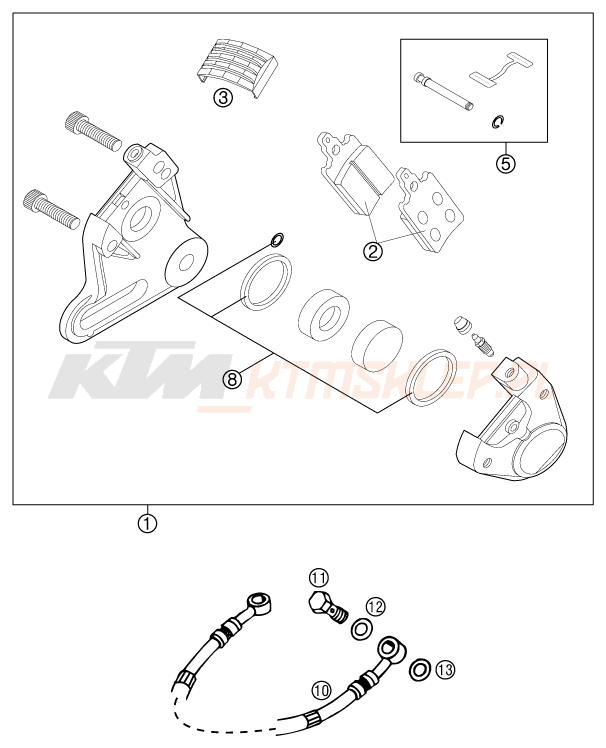 Schemat "zacisk hamulcowy tył" do KTM 65 SX