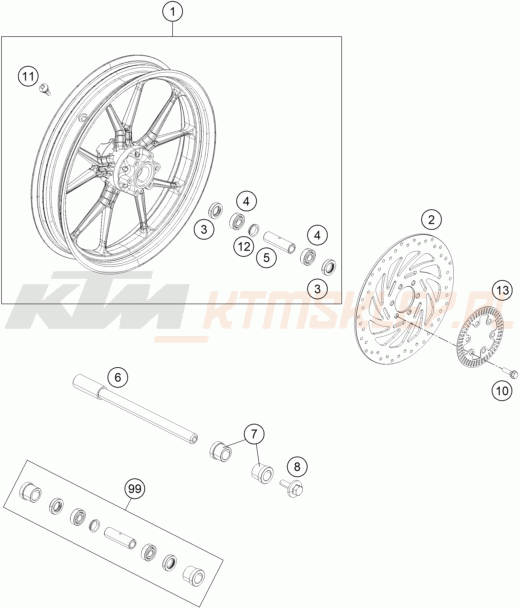 Schemat "koło przód" do KTM 125 DUKE ABS