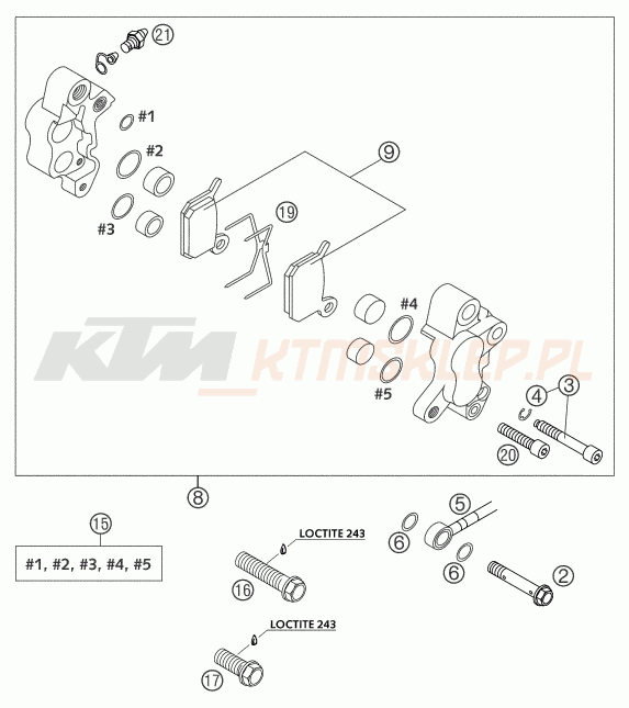 Schemat "zacisk hamulcowy + tarcza przód" do KTM 50 SX PRO SENIOR LC