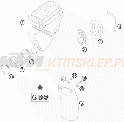 Schemat "filtr powietrza" do KTM 65 SX