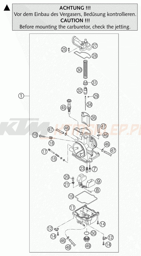 Schemat "gaźnik" do KTM 250 SX