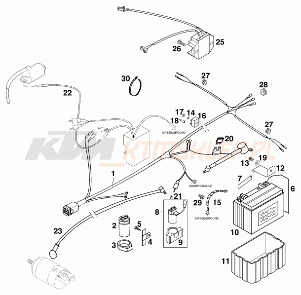 Schemat "wiązka elektryczna" do KTM 620 DUKE 37KW