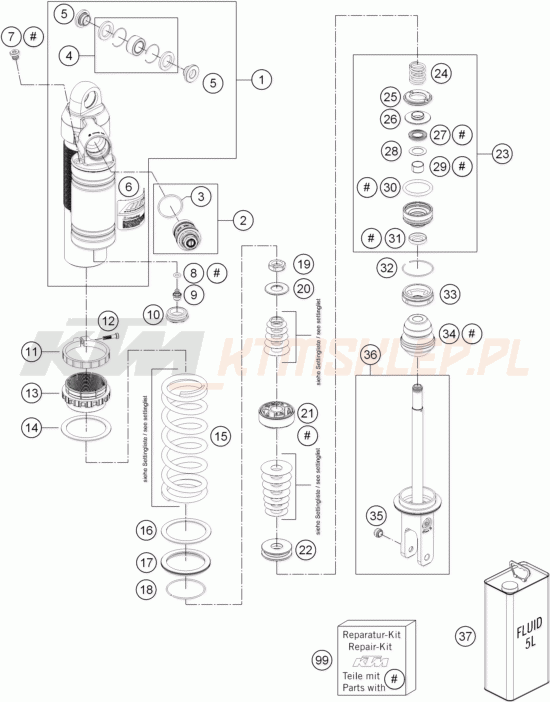 Schemat "amortyzator tył spis części" do KTM 450 SX-F FACTORY EDITION