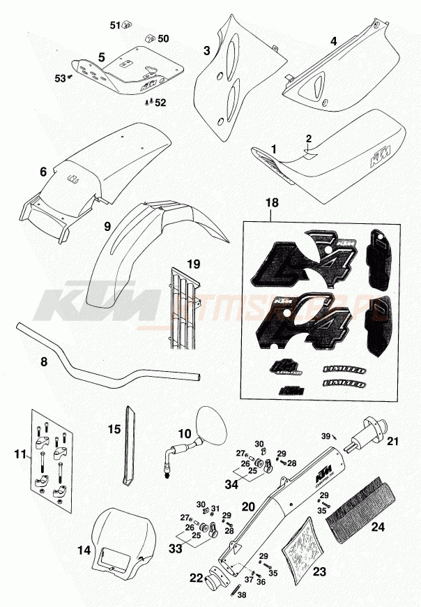 Schemat "NEW PARTS" do KTM 620 COMPETITION LIMITED 20kW