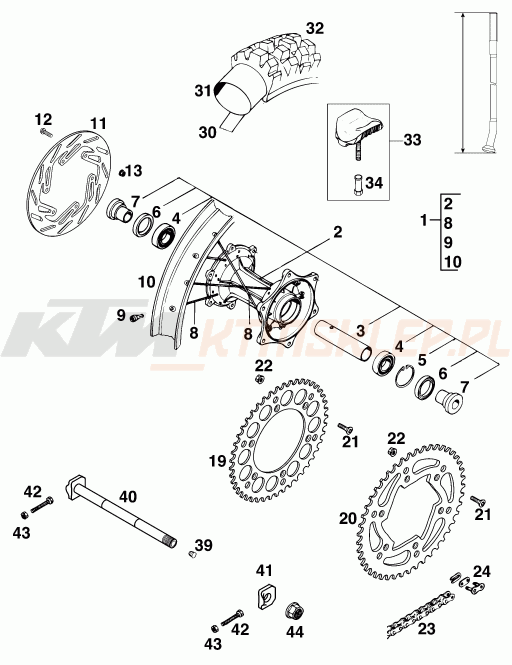 Schemat "koło tył" do KTM 300 EGS M/Ö 13lt