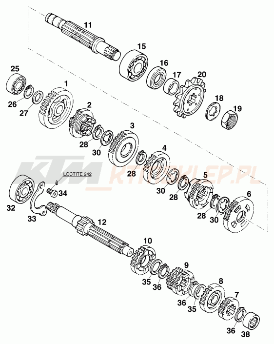 Schemat "skrzynia biegów" do KTM 125 STING/100