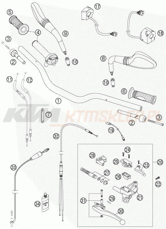 Schemat "kierownica i osprzęt" do KTM 950 SUPERMOTO