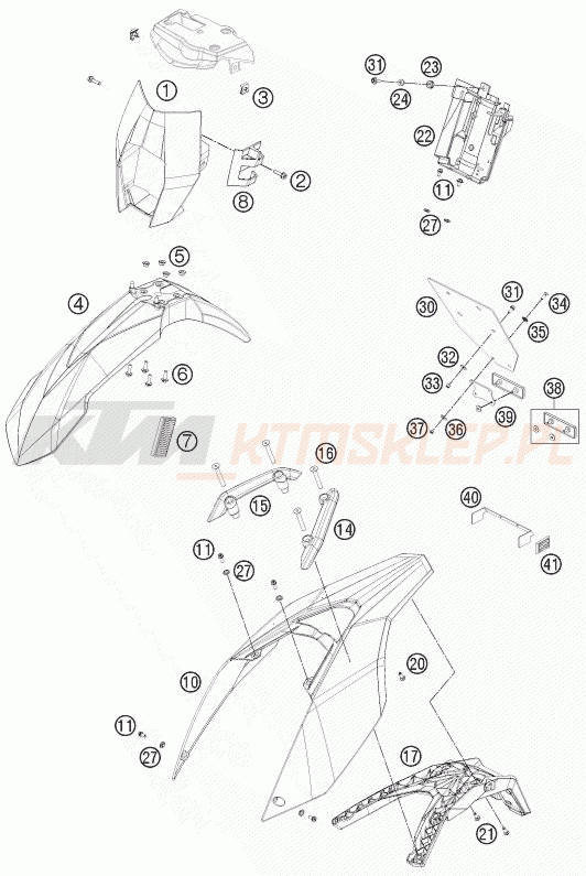 Schemat "czasza, błotniki" do KTM 690 ENDURO R