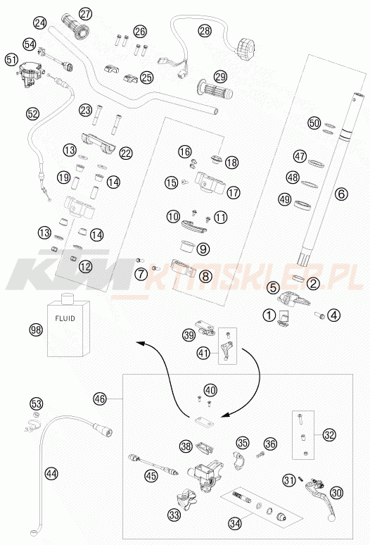 Schemat "kierownica i osprzęt" do KTM 450 XC ATV