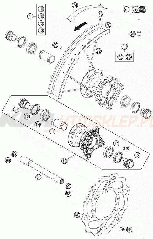 Schemat "koło przód" do KTM 85 SX 17/14