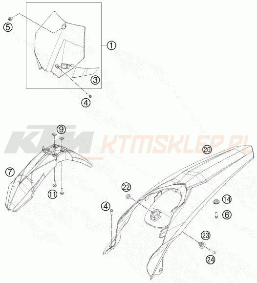 Schemat "czasza, błotniki" do KTM 450 SMR