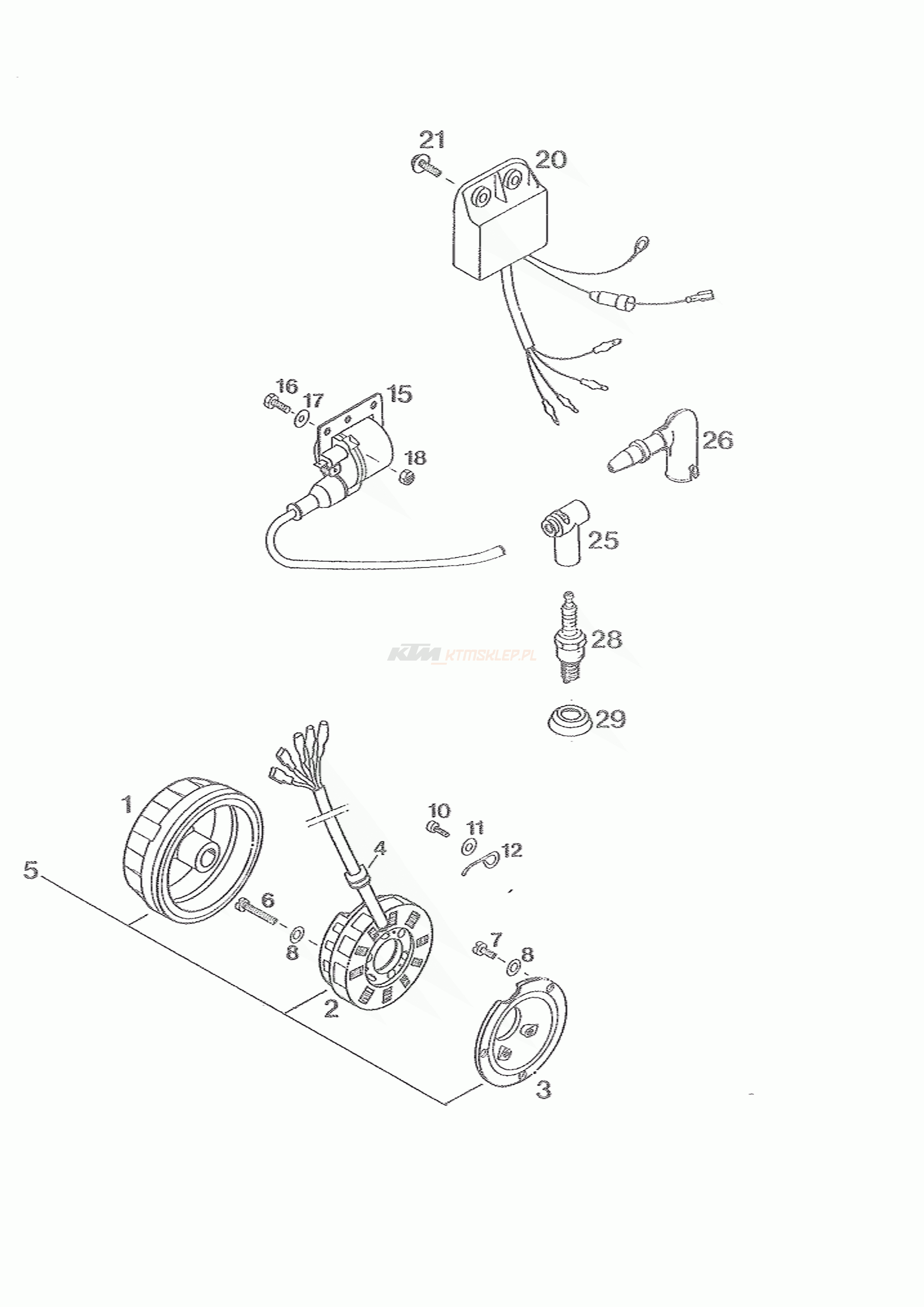 Schemat "układ zapłonowy" do KTM 125 EXC M/Ö